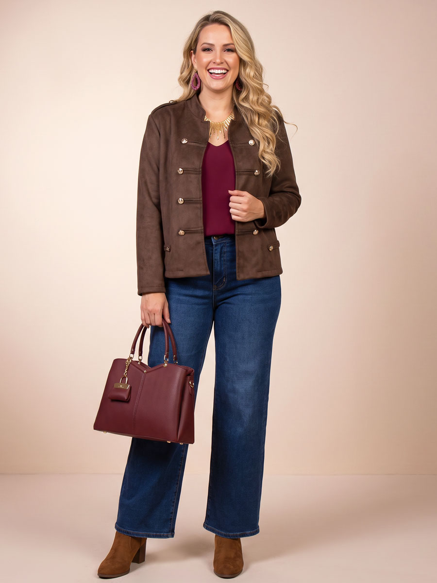 Top Blouson V-hals Bordeaux