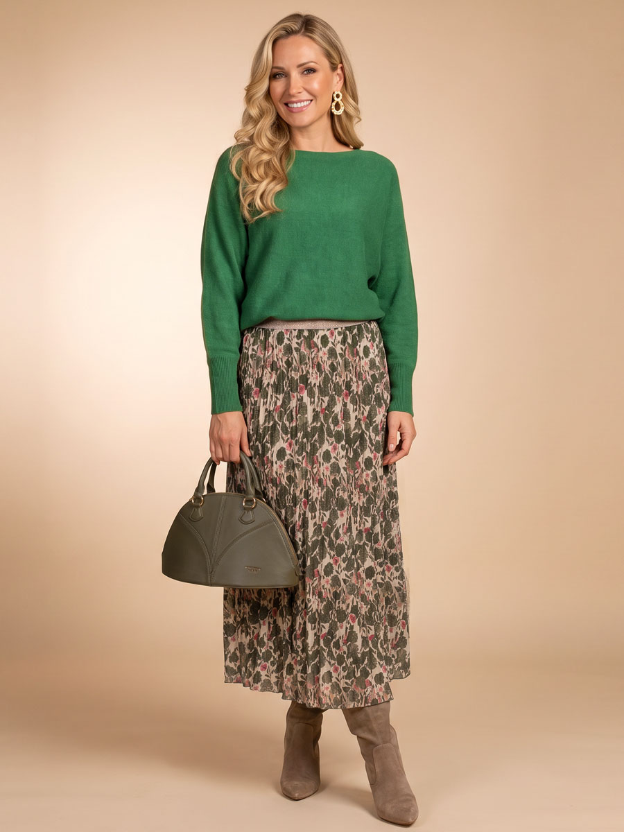 Rok Plissè Bloemen Groen