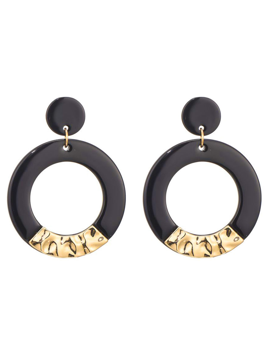 Oorbellen Rond Zwart Goud