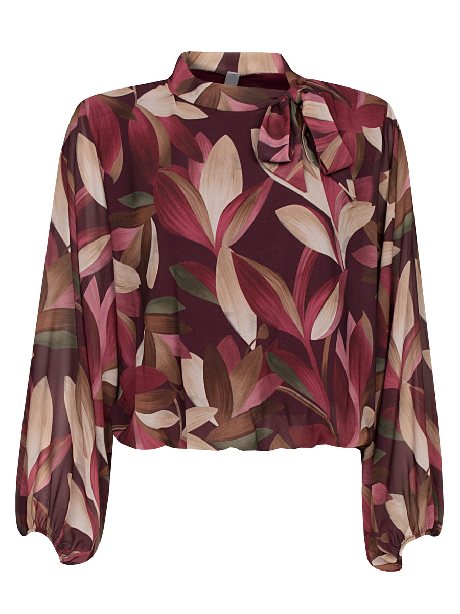 Top Blouson Strik Bladeren Bordeaux