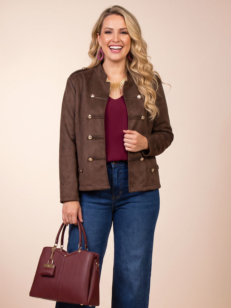 Blazer Sierknopen Donkerbruin