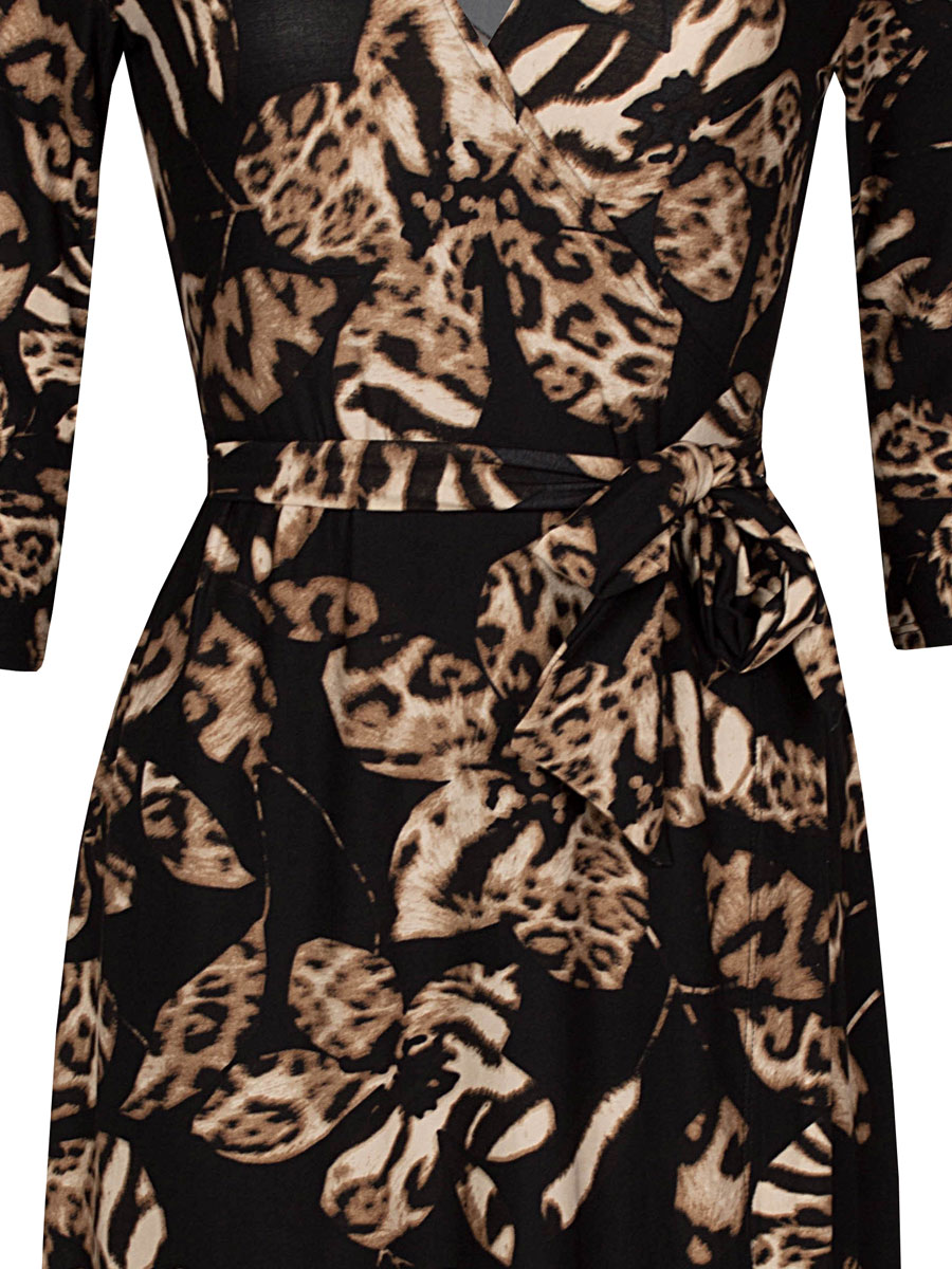 F01413411 Jurk Overslag Noralie Zwart detail