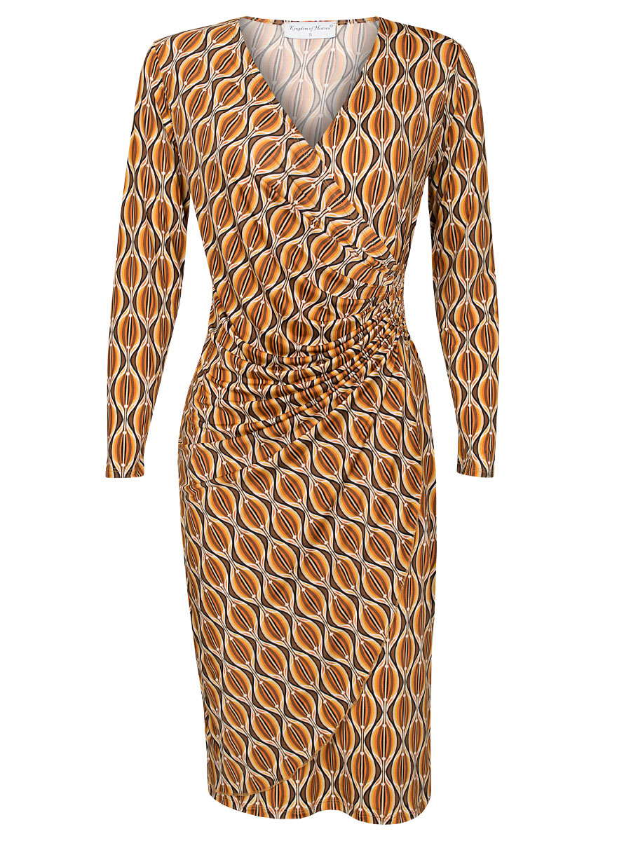 F011034820 Jurk Grace Bruin