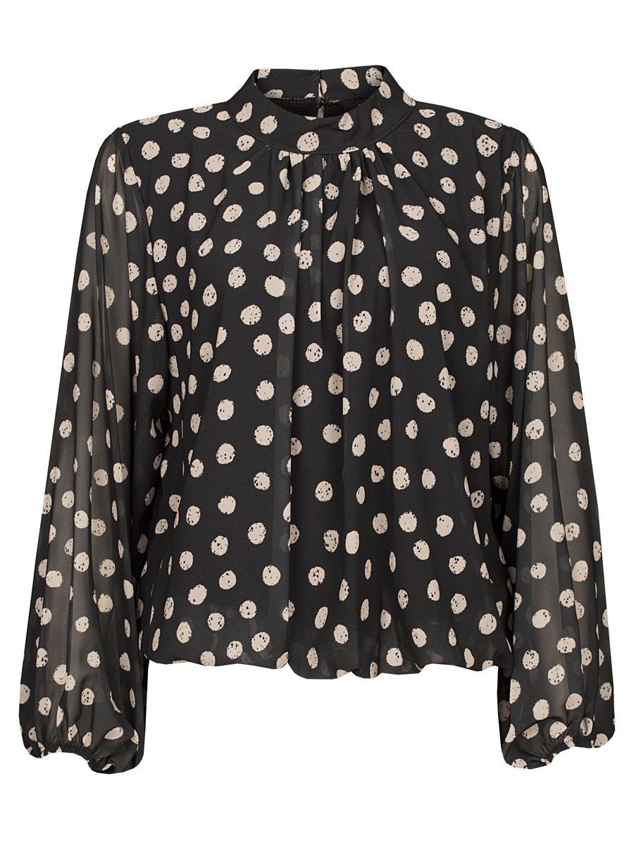 Top Blouson Stippen Zwart