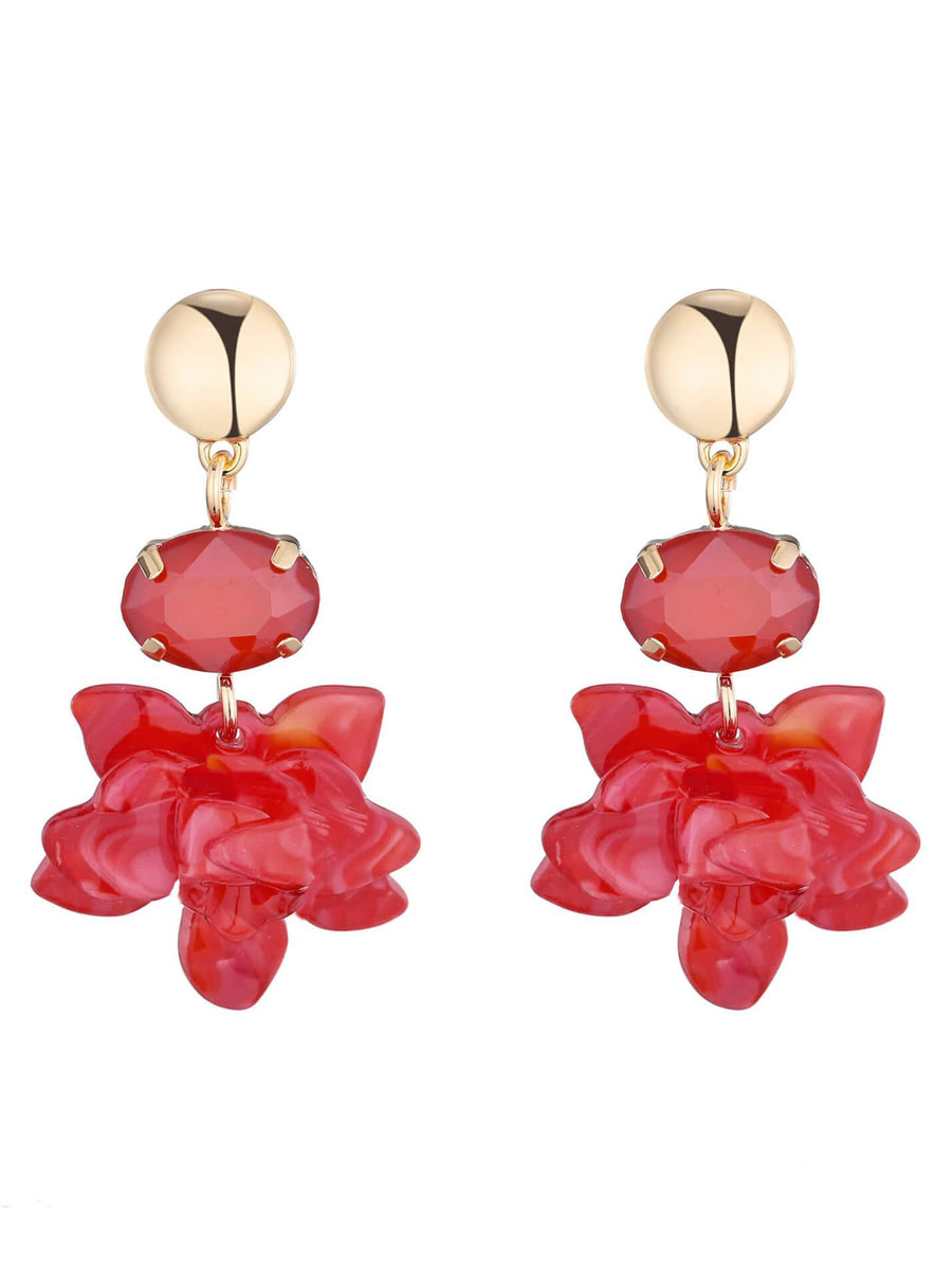 Oorbellen Bloem Rood