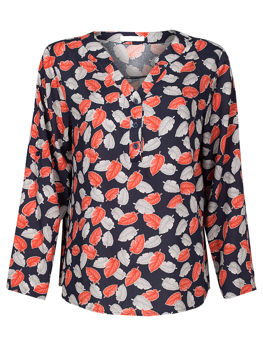 F1149150 Blouse Bladeren Navy