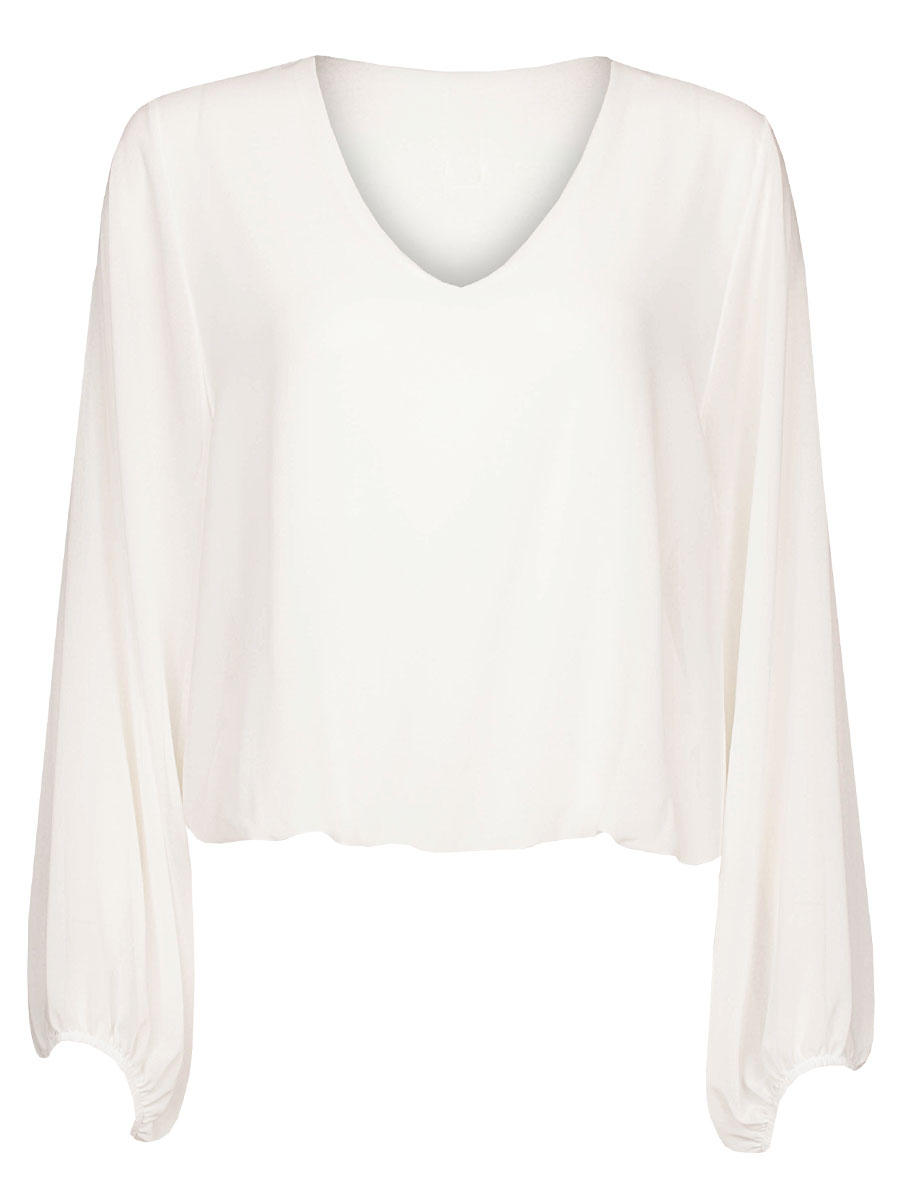 Top Blouson V-hals Off-White