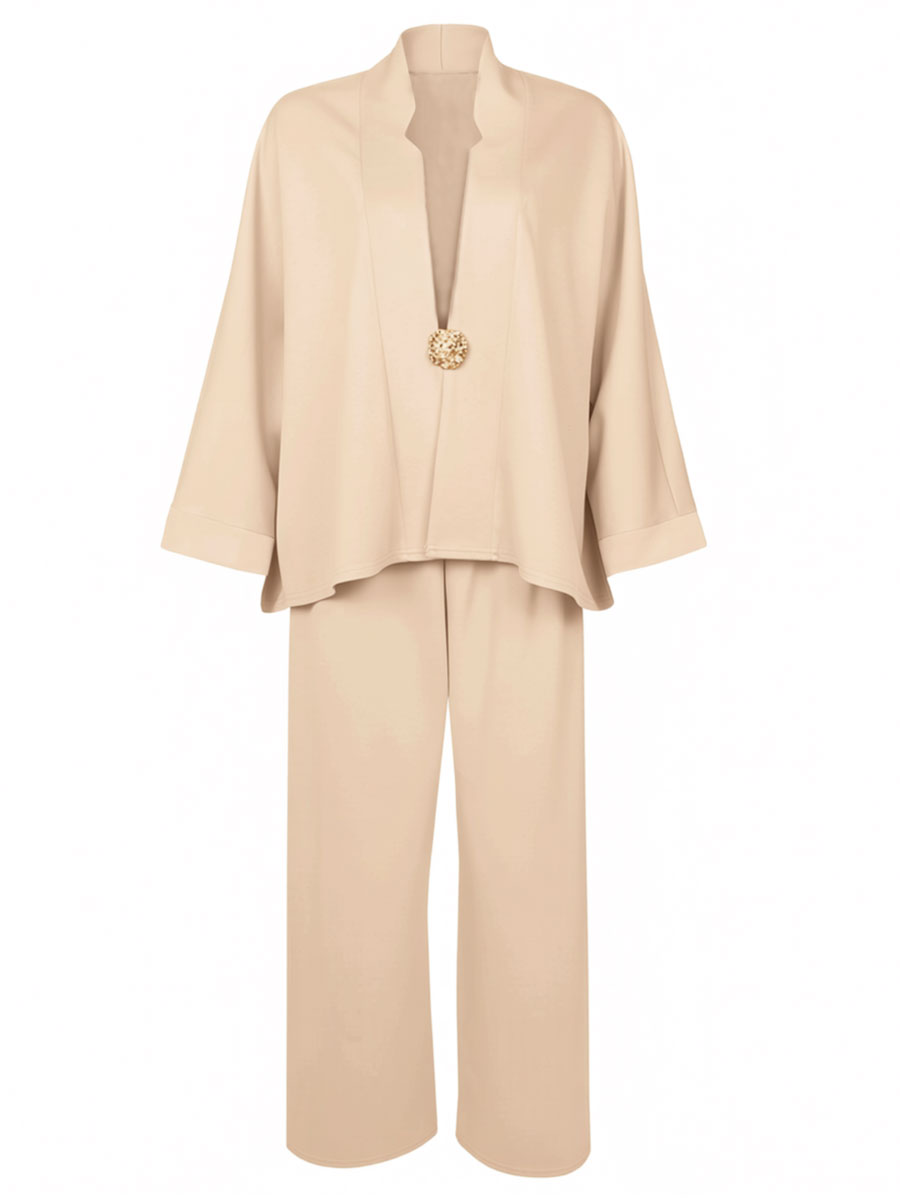 Blazer en Broek Wijd Beige