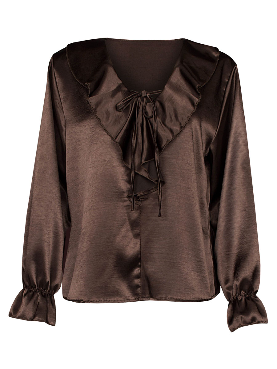 Blouse Satijnlook Bruin