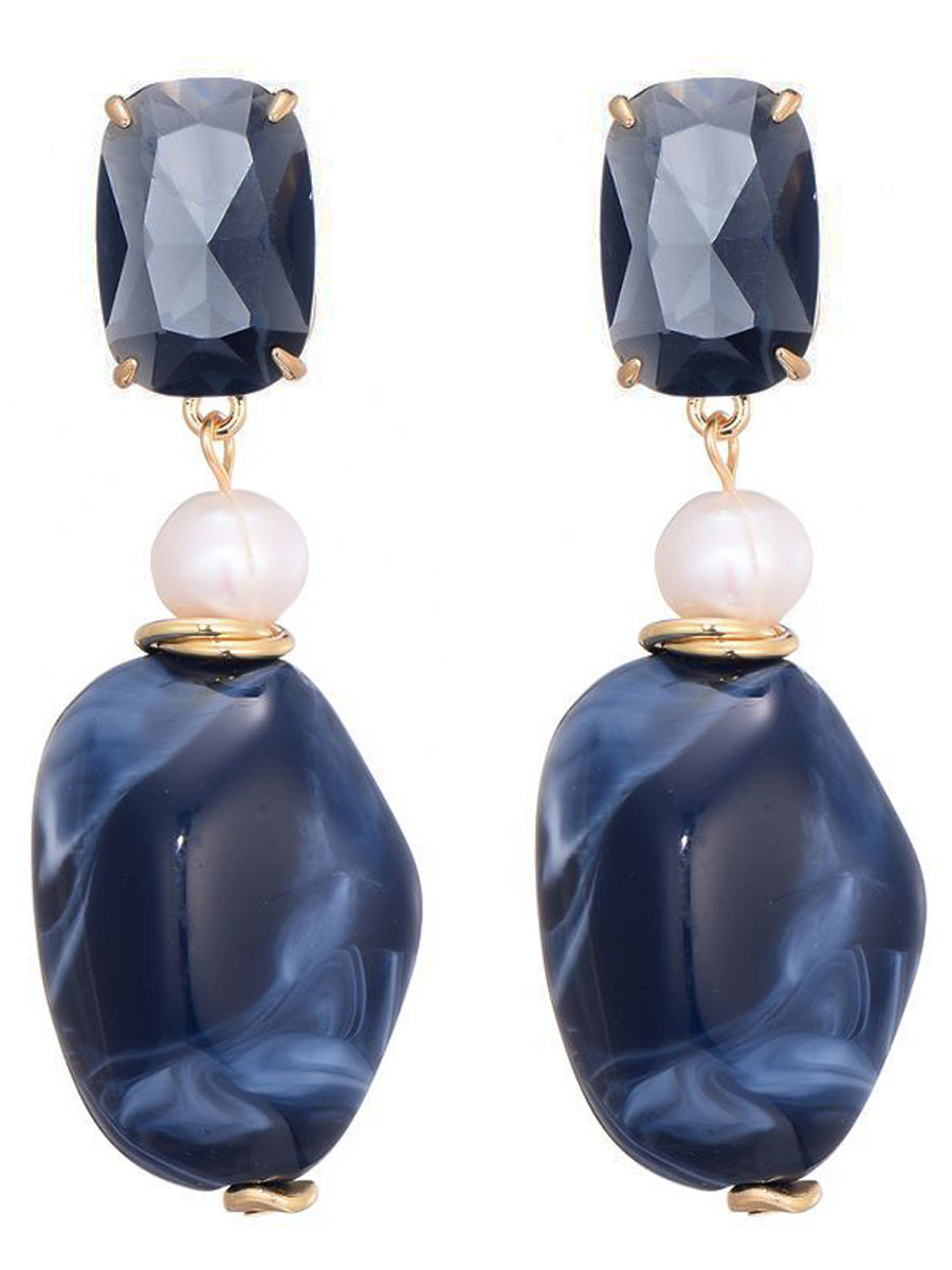 F578807 Oorbellen Blauw Parel