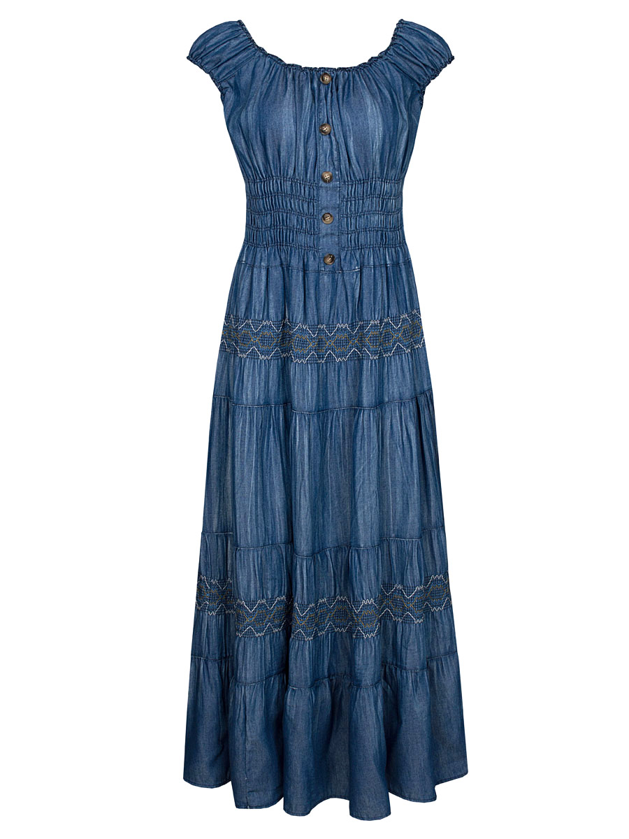 Jurk Boho Jeansblauw