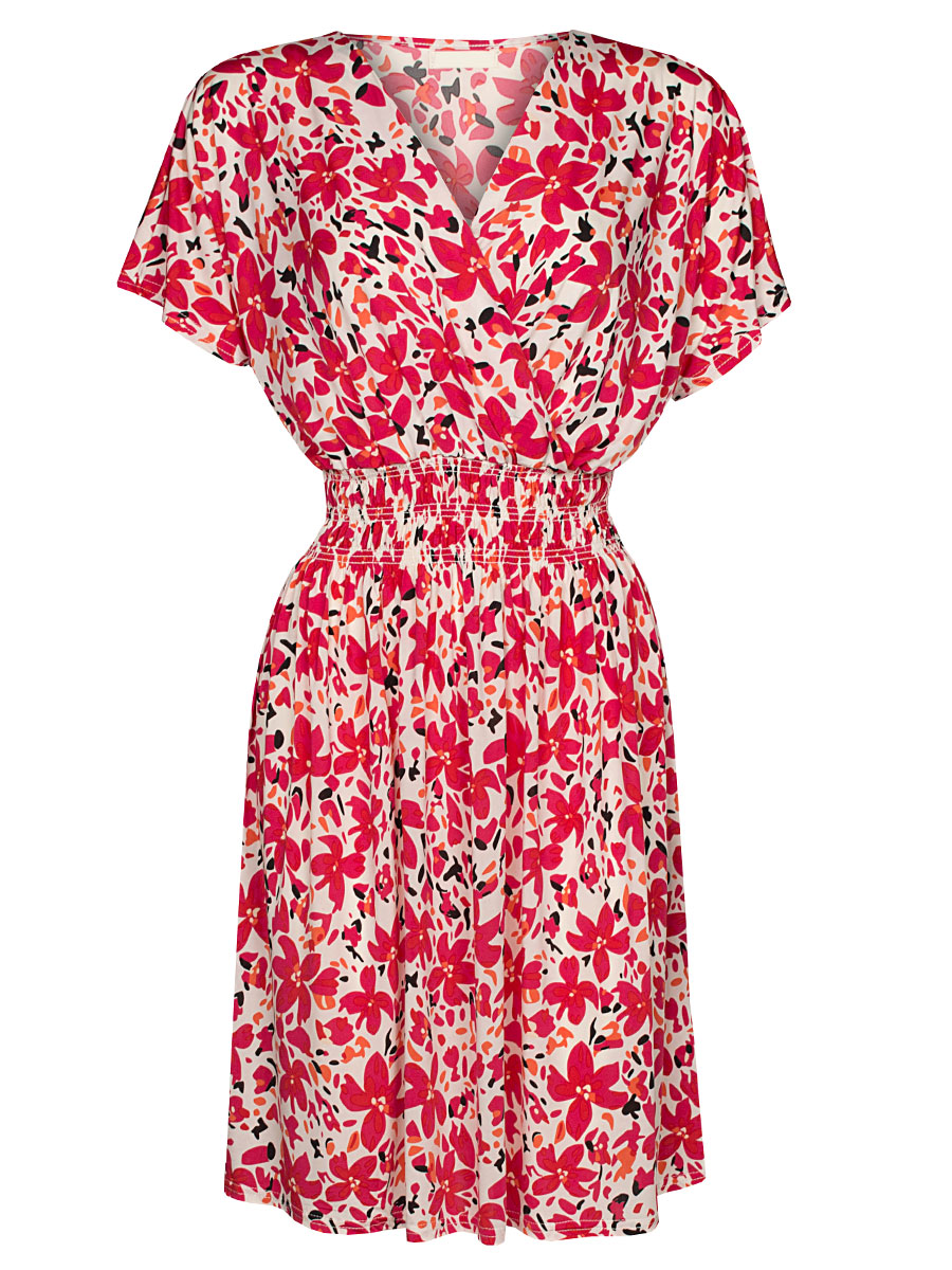 Jurk Sheila Bloemen Roze Rood