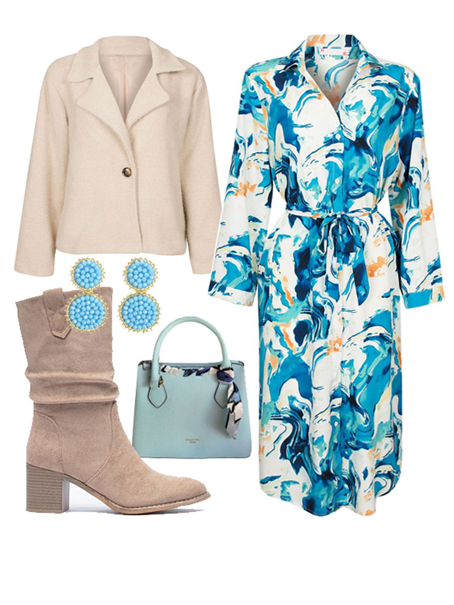 Blousejurk Marble Blauw Shop the look