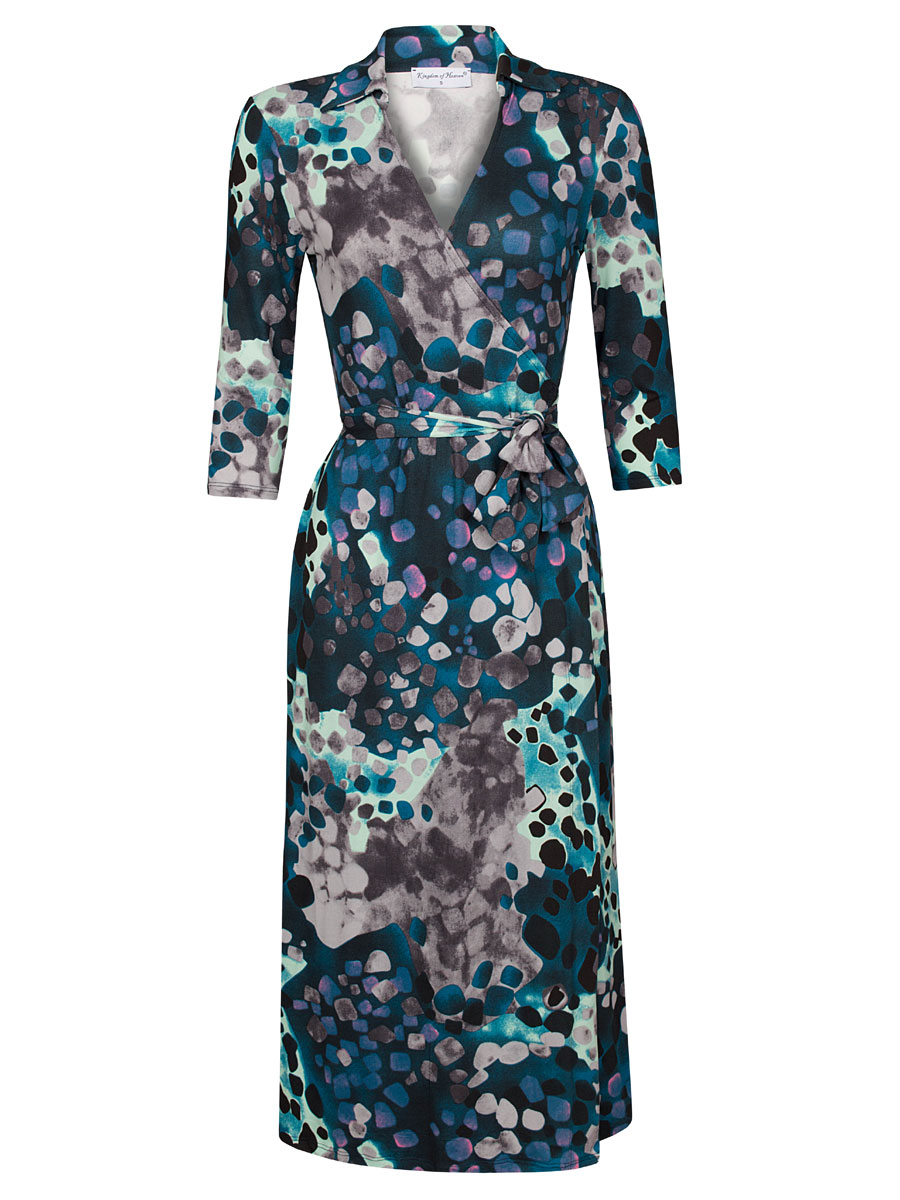 Jurk Overslag Claudia Petrol