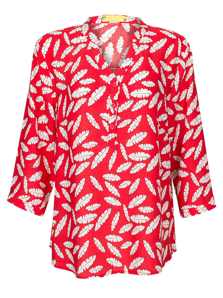 Blouse Blaadjes Rood afbeelding