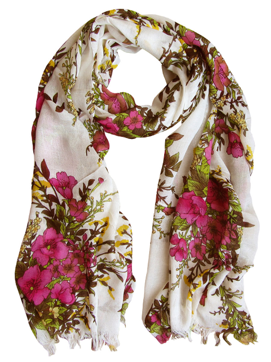Sjaal Bloemetjes Roze Geel