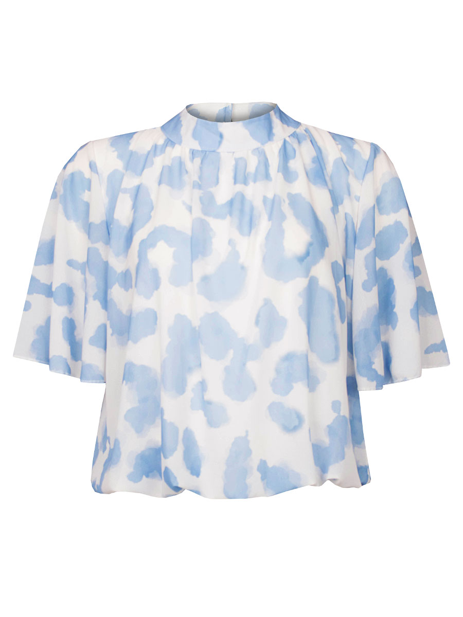 Top Blouson Wolkjes Blauw