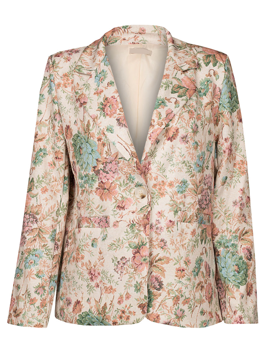 Blazer Bloemen Blauw Roze