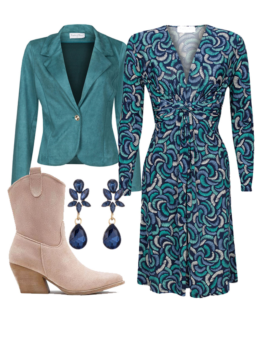 Jurk Nicole Blauw shop the look met blazer