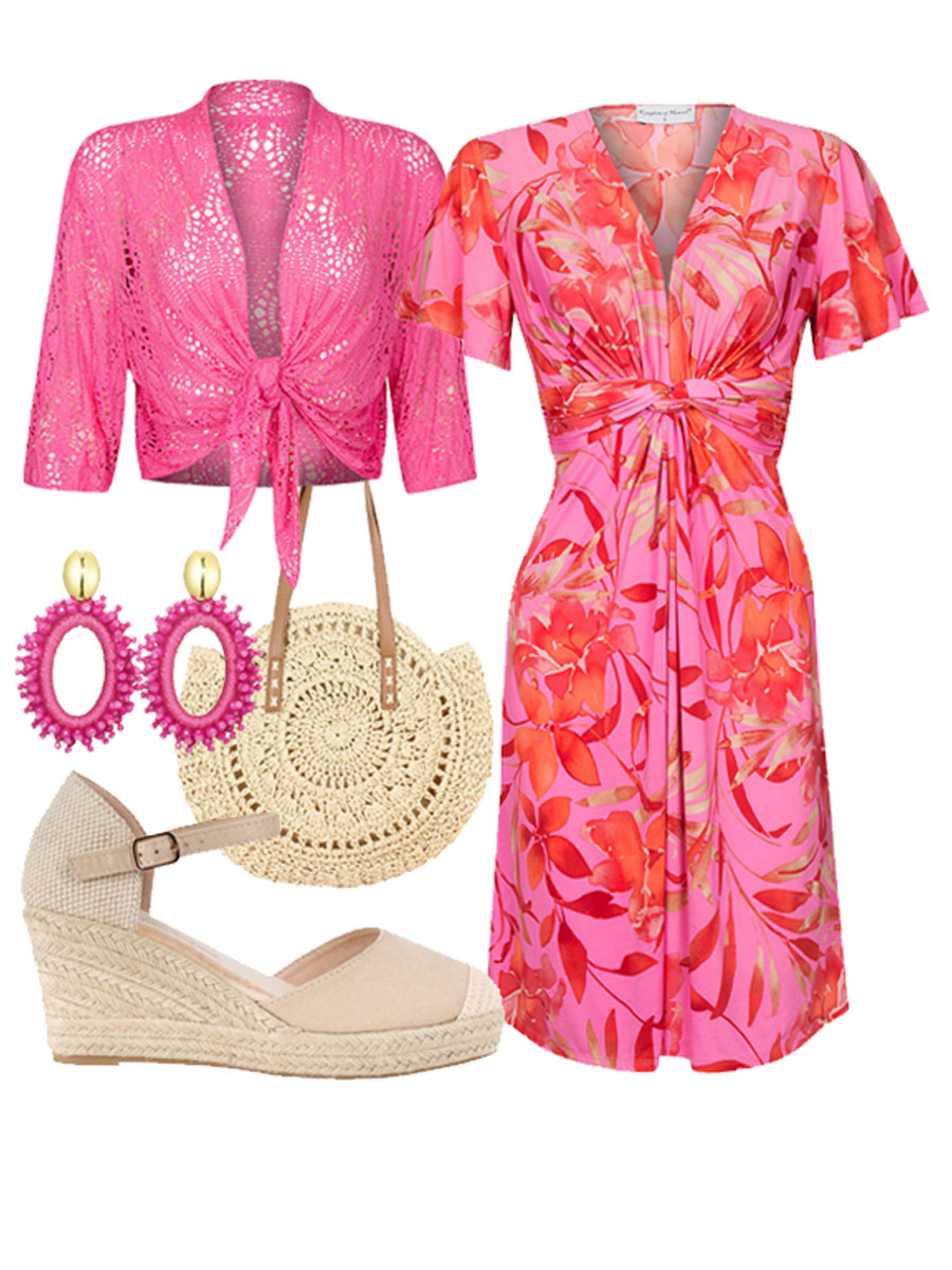 Jurk Liesbeth Roze Shop the look met vest kant