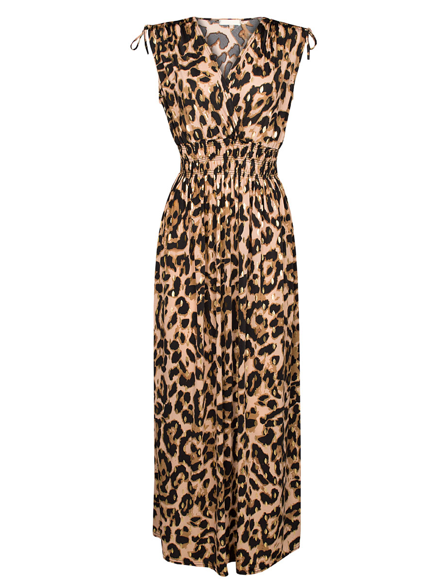 Maxi Jurk Nola Luipaard Taupe