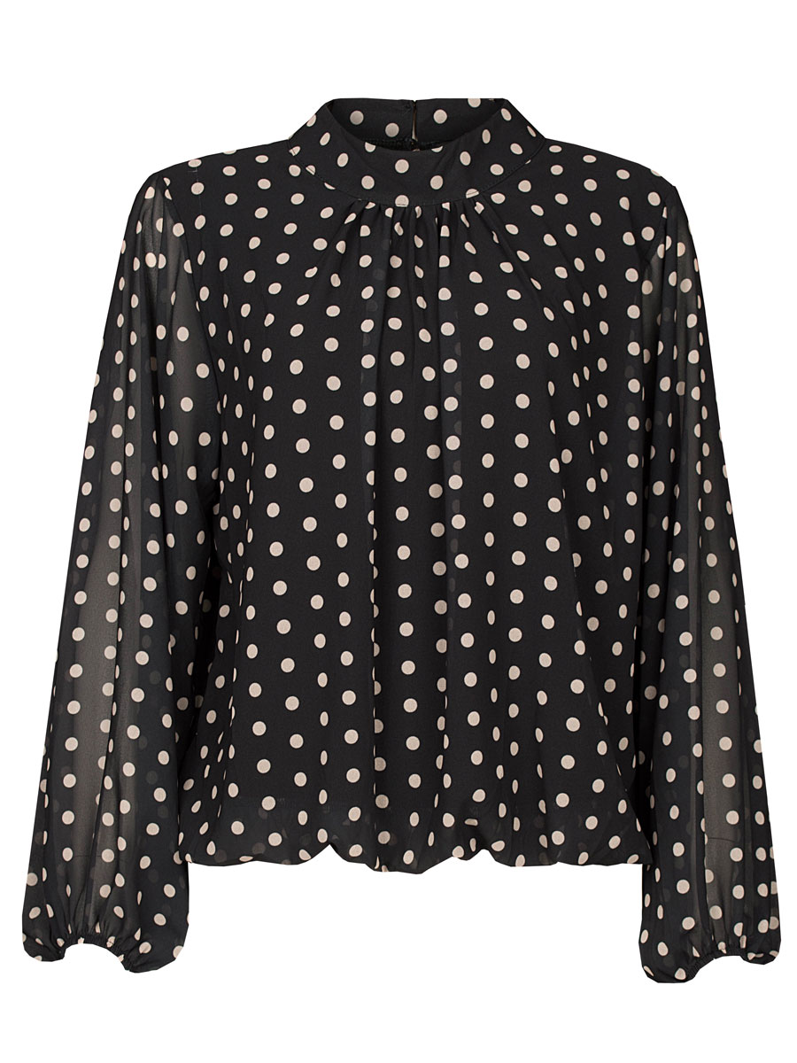Top Blouson Stippen Zwart