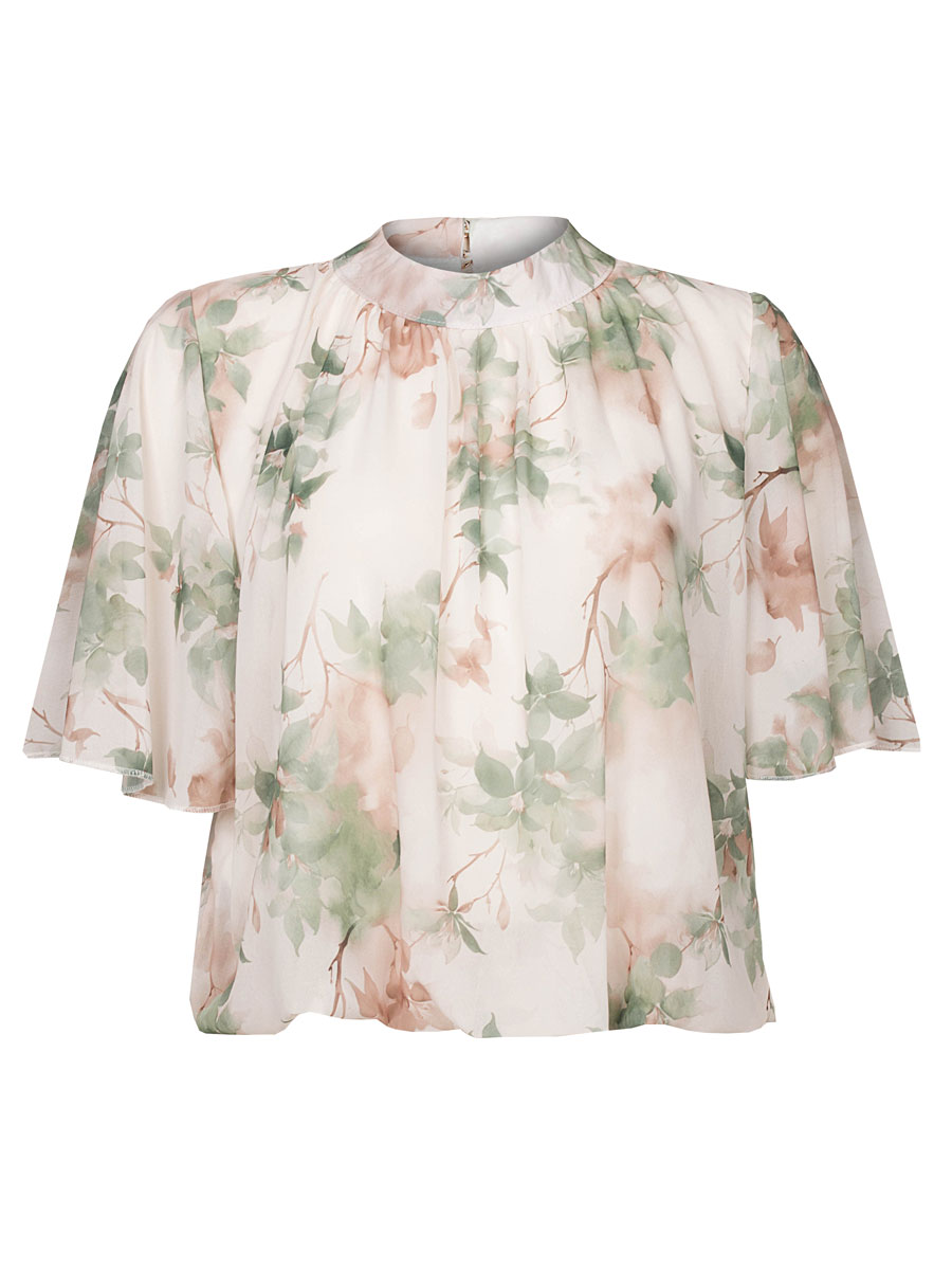 Top Blouson Bloemen Groen