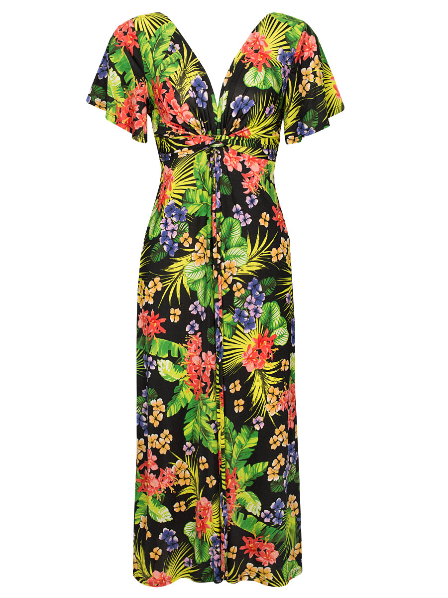F01200060 Jurk Tropical Zwart