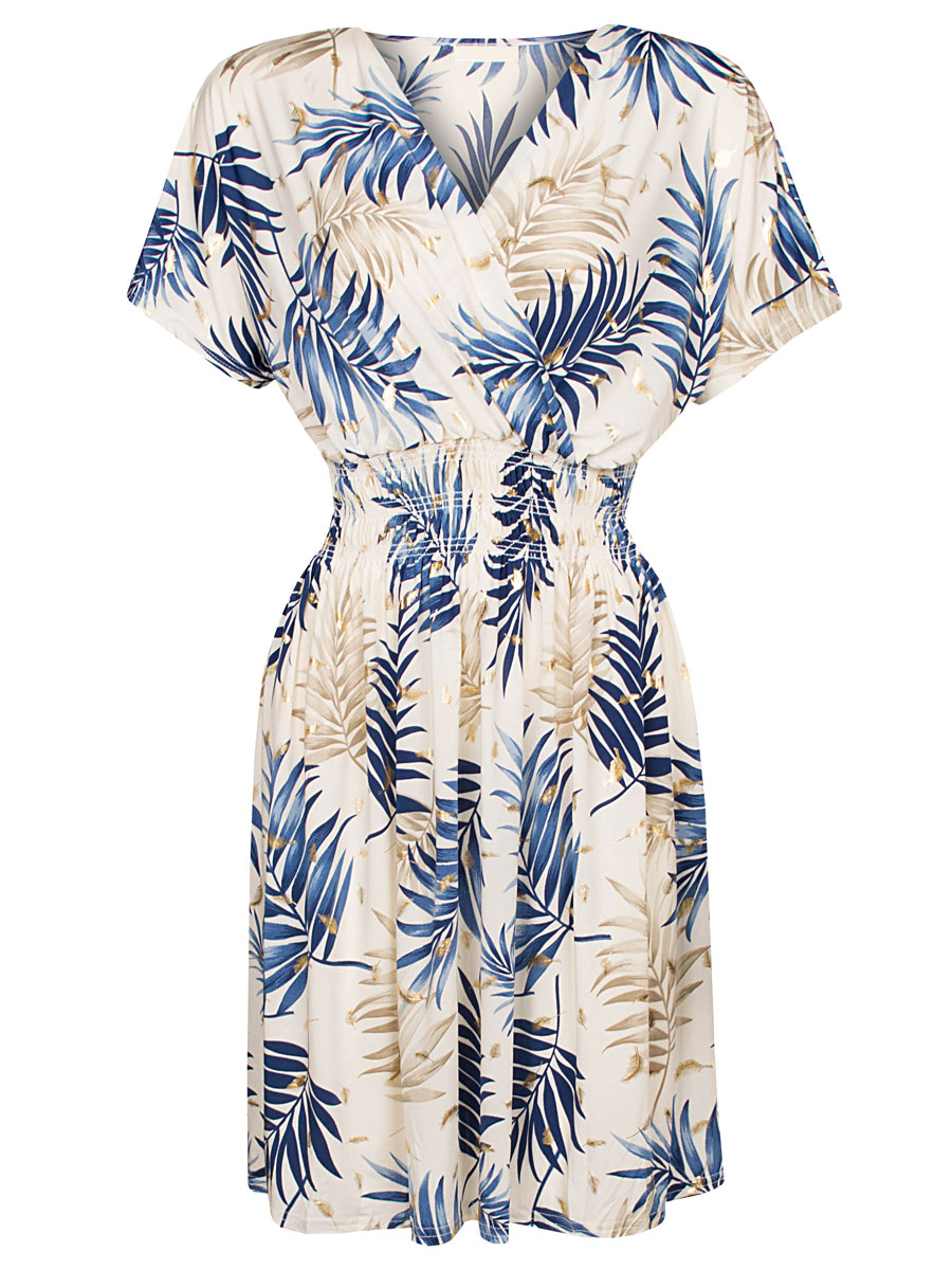 Jurk Sheila Bladeren Blauw