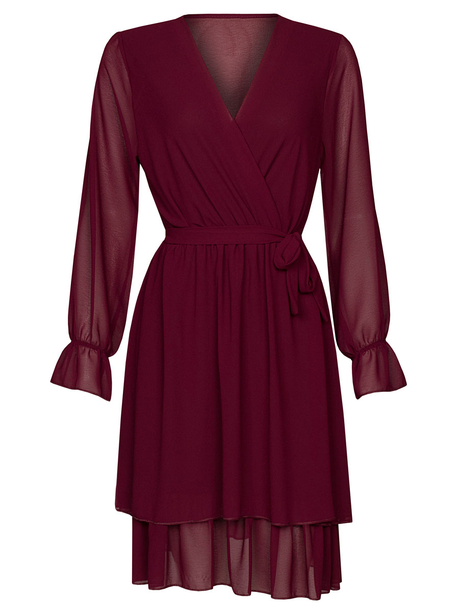 Jurk Lizzy Effen Bordeaux