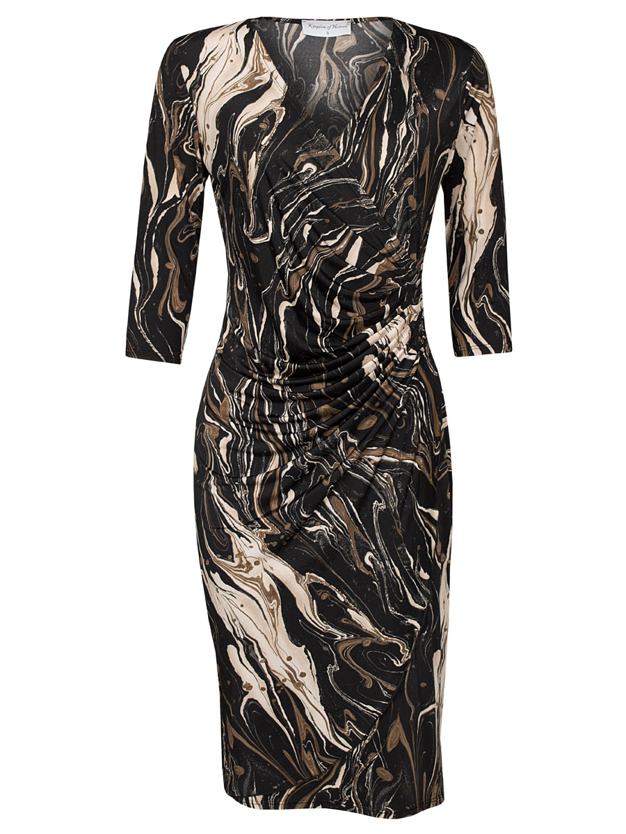 F011034980 Jurk Marble Zwart