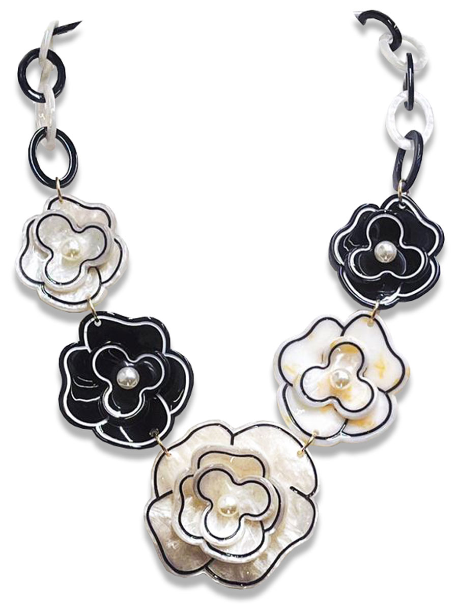 Halsketting Bloemen Parel