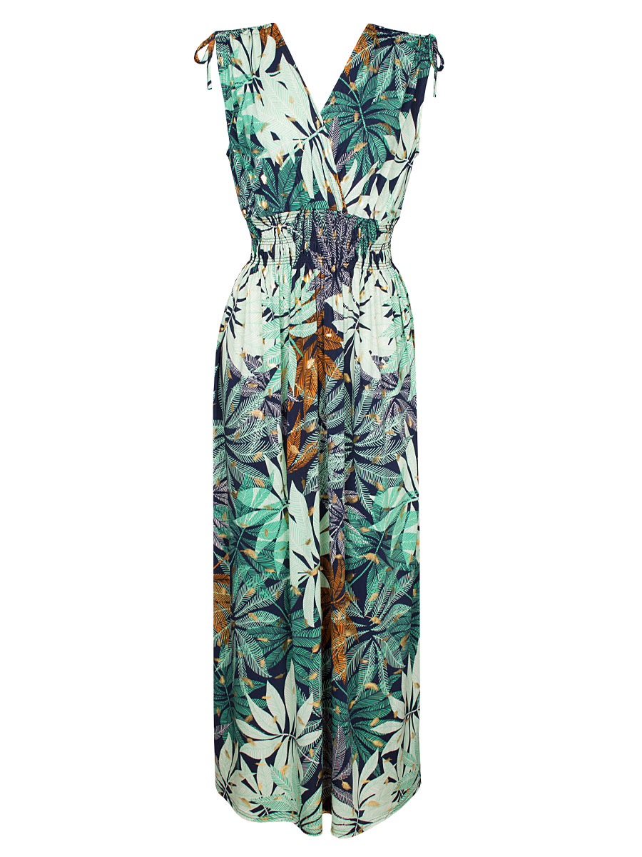 Maxi Jurk Amber Bladeren Groen