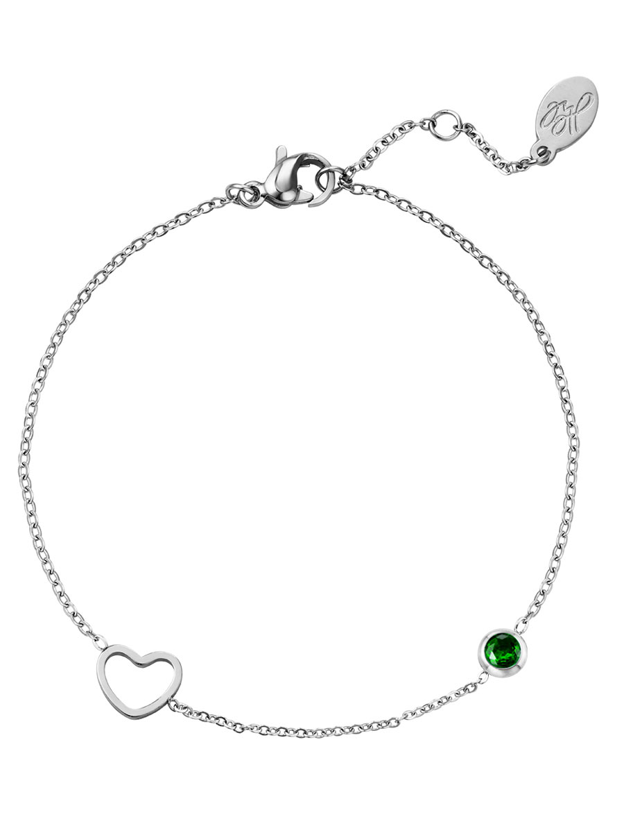 Armband Geboortesteen Mei zilver
