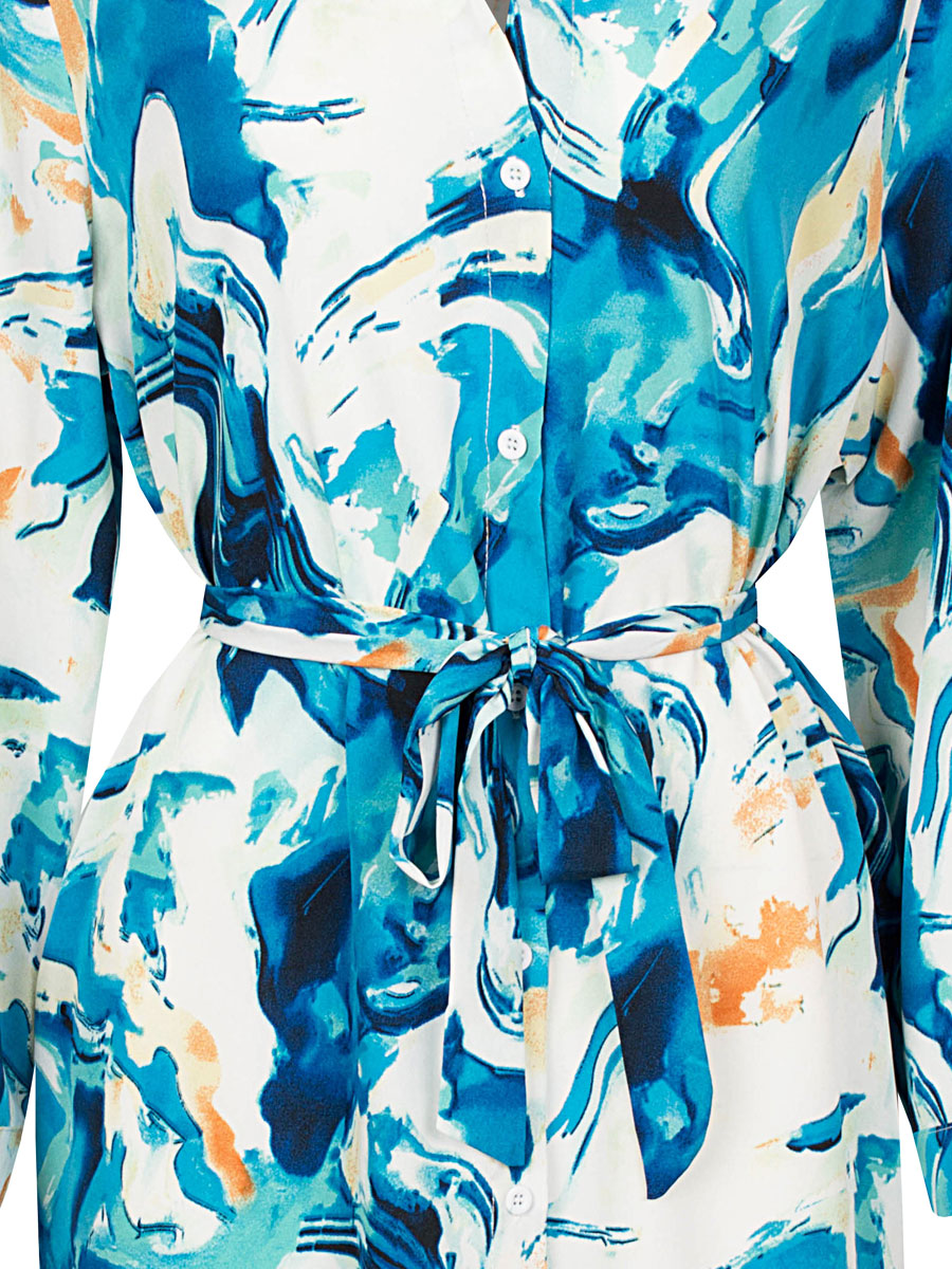 Blousejurk Marble Blauw detail