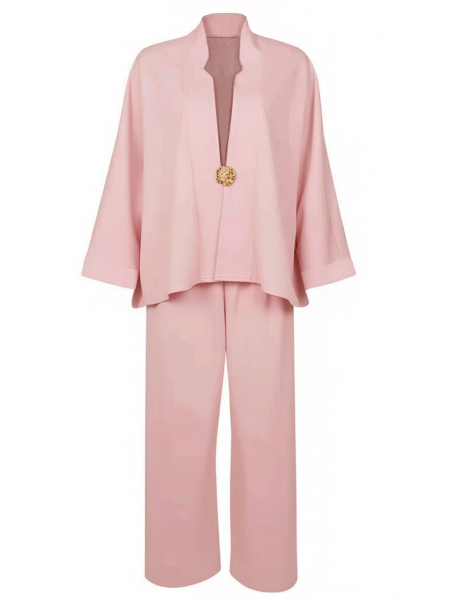 Blazer en Broek Wijd Lichtroze