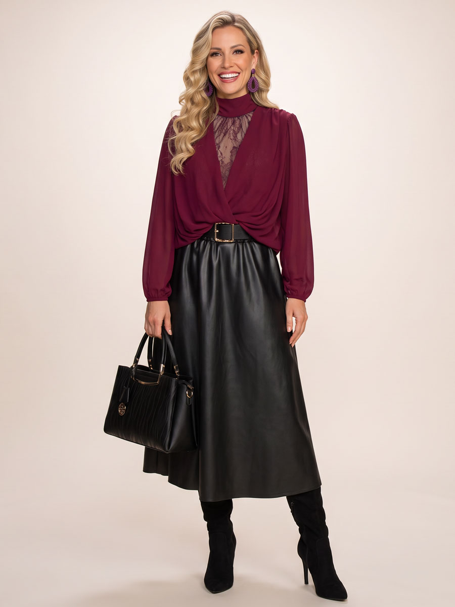 Rok Leatherlook Zwart