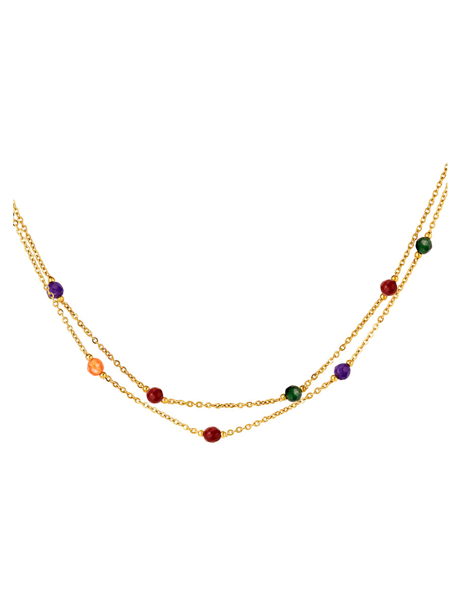 Halsketting Goud Facet Gekleurd