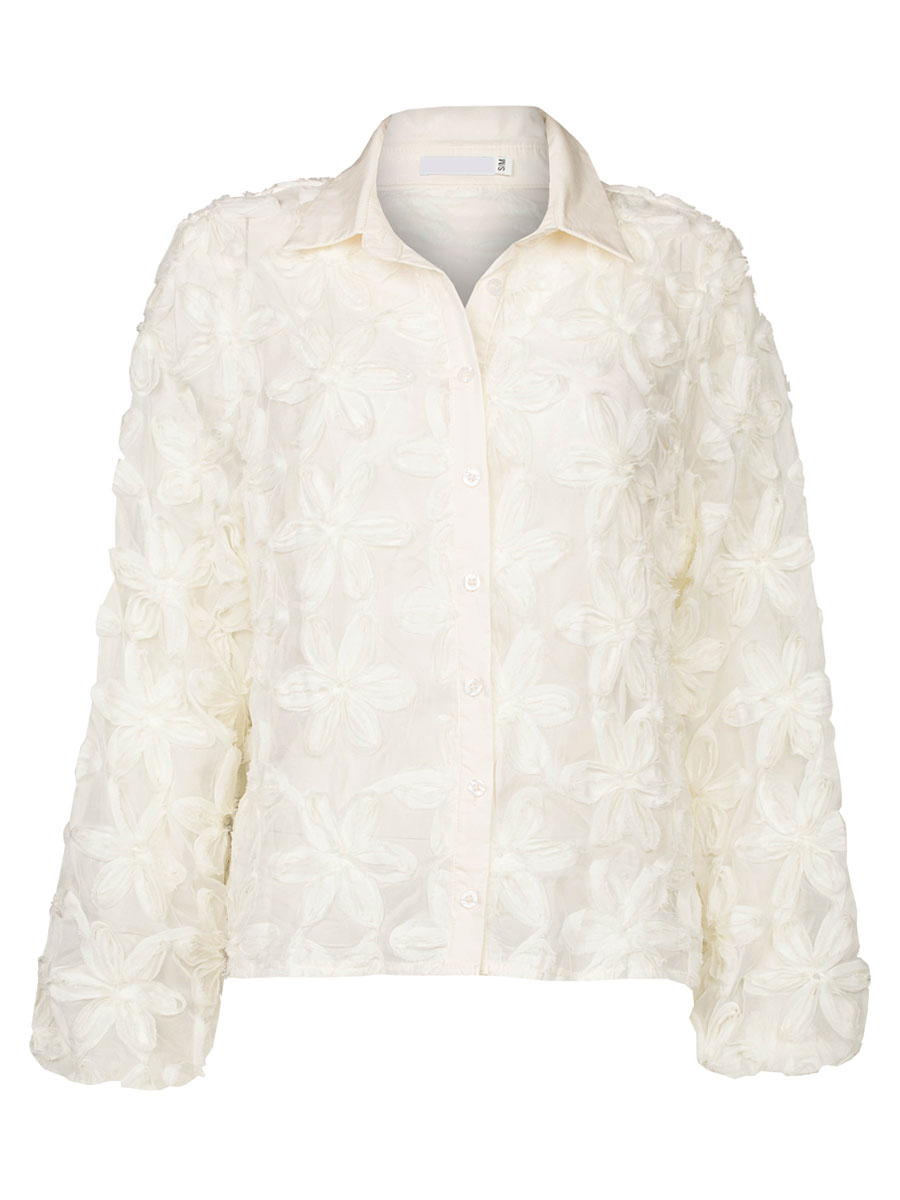Blouse Bloemen 3D Ecru