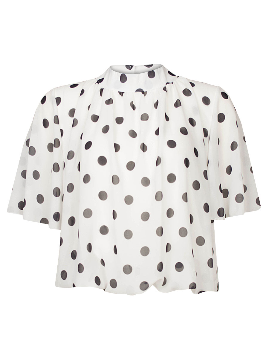 Top Blouson Stippen Wit