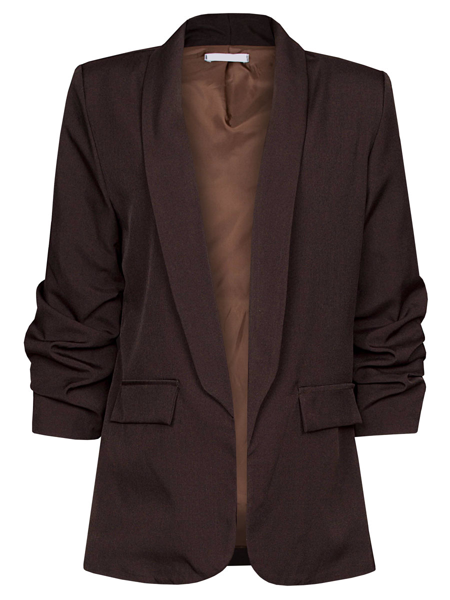 Blazer Gesmokte Mouw Donkerbruin