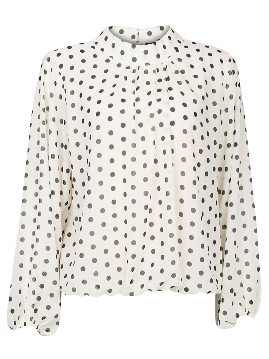 Top Blouson Stippen Ecru