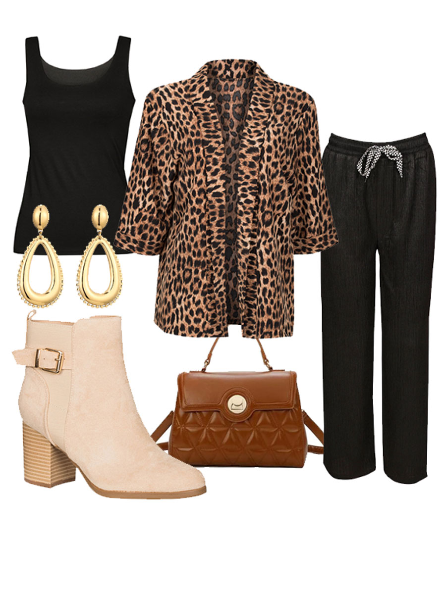Broek Gerimpeld Zwart Shop the look met blouseblazer