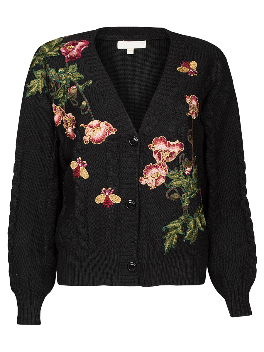 Vest Bloemen Zwart