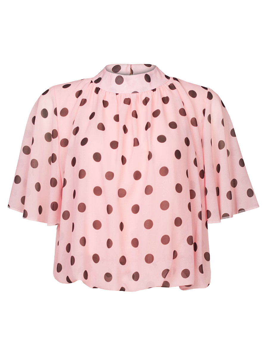 Top Blouson Stippen Roze