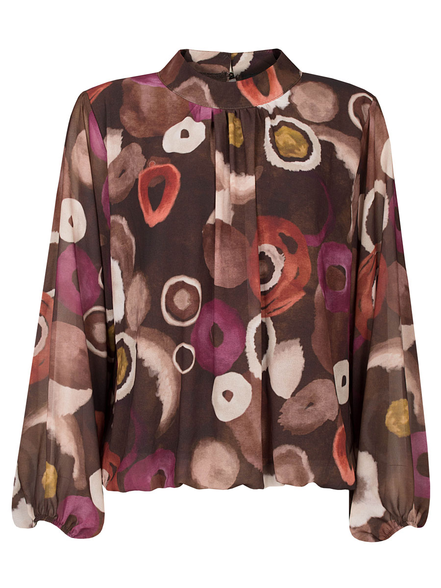 Top Blouson Cirkels Bruin