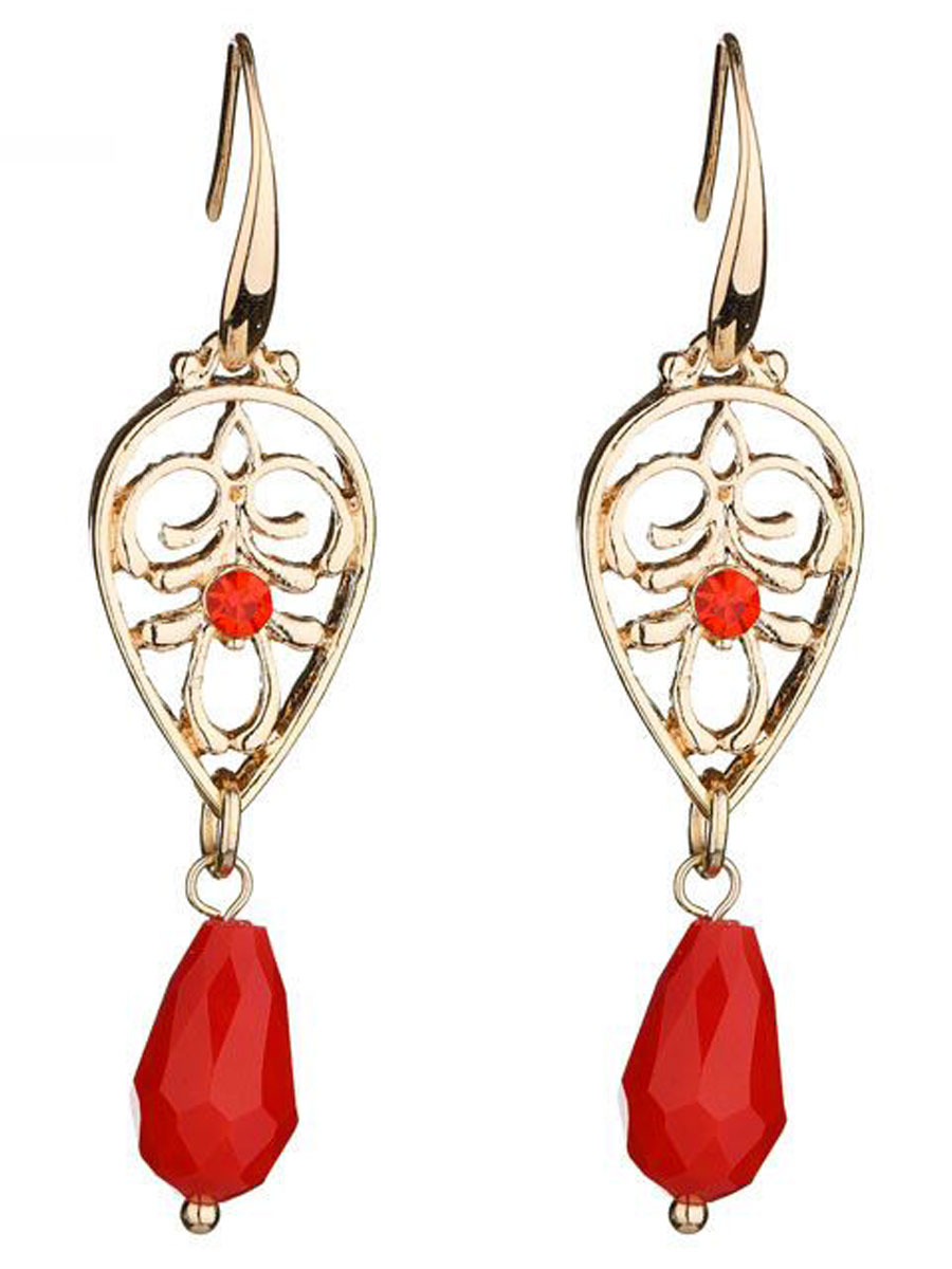 F575613 Oorbellen Filigrain Rood