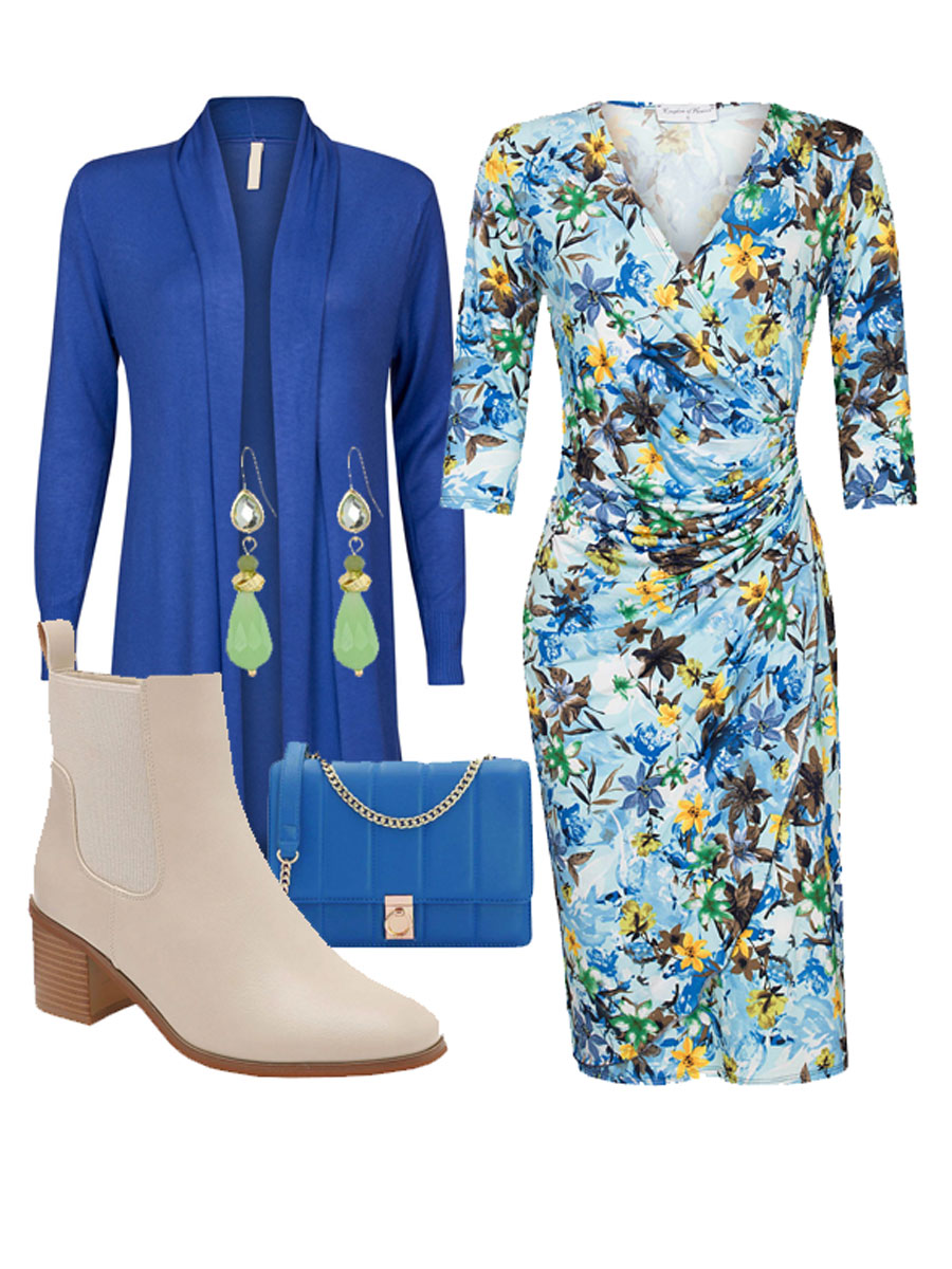 F011034554 Jurk Christina Blauw Shop the look