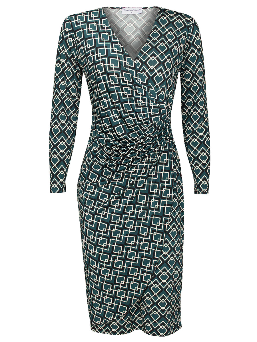 F011034880 Jurk Anoeska Petrol