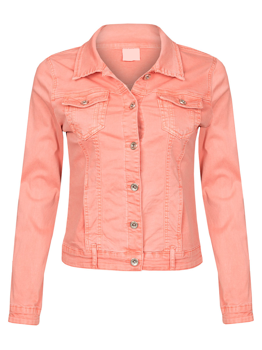 Jeans Jacket Stretch Koraal afbeelding